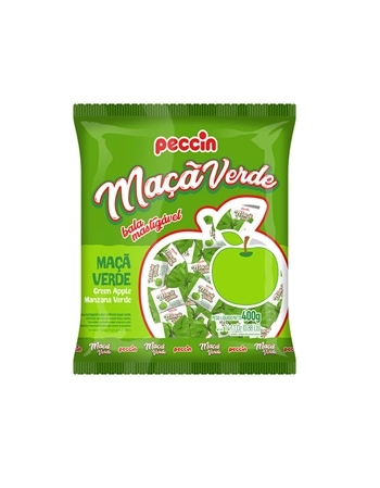 Bala Maça Verde Peccin 400g Pacote com 26 Unidades