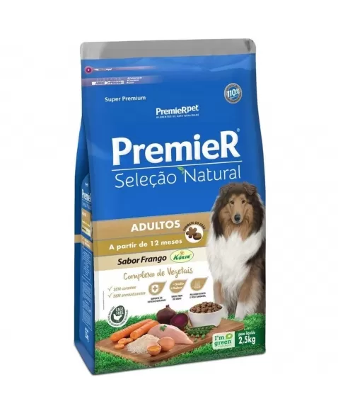 Ração Premier Seleção Natural Cães Adultos Frango 2,5kg