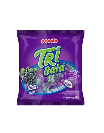 Bala Tribala Uva Peccin 100g Pacote com 32 Unidades