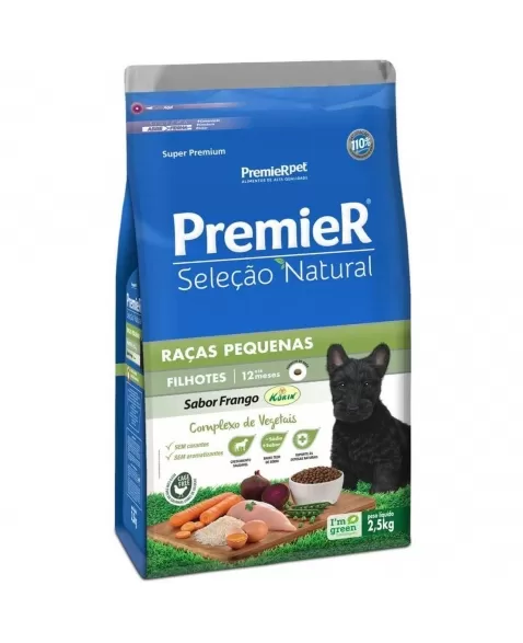 Ração Premier Seleção Natural Cães Filhotes Porte Pequeno Frango 2,5kg