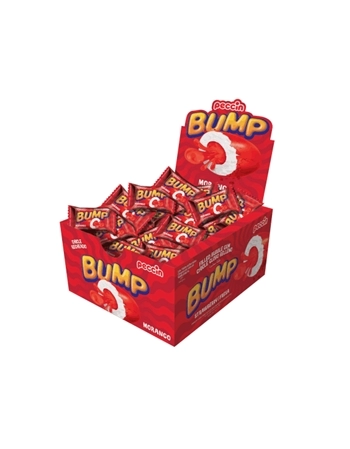 Chiclete Bump Morango Peccin 140g Display com 24 Unidades