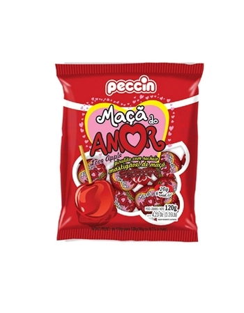 Pirulito Maçã do Amor Peccin 120g Pacote com 32 Unidades