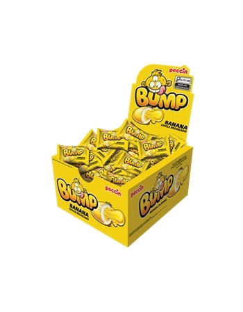 Chiclete Bump Banana Peccin 140g Display com 24 Unidades