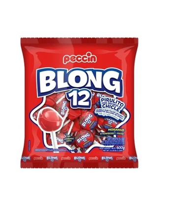 Pirulito Blong Morango Peccin 672g Pacote com 12 Unidades