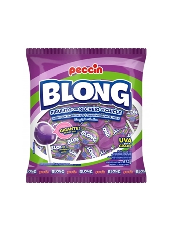 Pirulito Blong Uva Peccin 672g Pacote com 12 Unidades