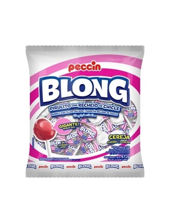 Pirulito Blong Cereja Peccin 672g Pacote com 12 Unidades