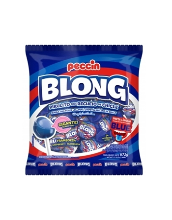 Pirulito Blong Blue Peccin 672g Pacote com 12 Unidades