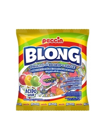 Pirulito Blong Sour Sortido Peccin 672g Pacote com 12 Unidades
