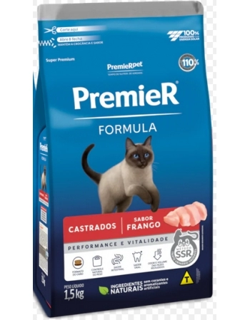 Ração Premier Fórmula Frango para Gatos Adultos Castrados 1,5kg