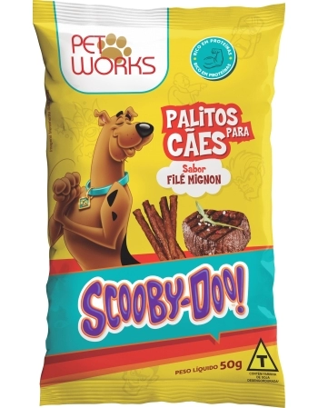 Bifinho Pet Works Scooby-Doo Filé Mignon para Cães Raças Pequenas 50g Kit com 20 Unidades