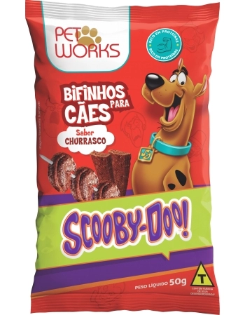 Petisco Bifinho para Cães Pet Works Scooby-Doo Churrasco 50g Kit 20 Unidades