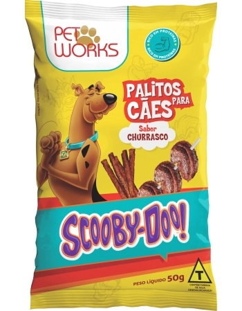 Petisco Bifinho para Cães Raças Pequenas Pet Works Scooby-Doo Churrasco 50g Kit 20 Unidades