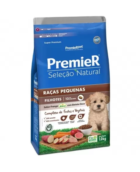 Ração Premier Seleção Natural Cães Filhotes Porte Pequeno Batata Doce 1kg