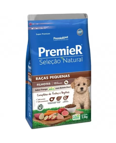 Ração Premier Seleção Natural Cães Filhotes Porte Pequeno Batata Doce 2,5kg