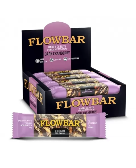 BARRA NUTS FLOWBAR CRANBERRY CHOCOLATE 70% CACAU 9DPX12UNX30G