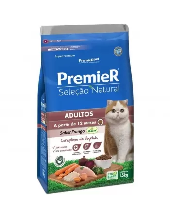 Ração Premier Seleção Natural Gatos Adultos Frango 1,5kg