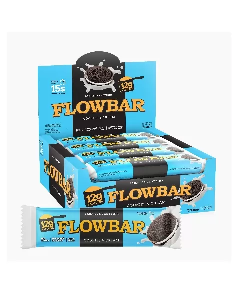 BARRA DE PROTEINA FLOWBAR COOKIES N CREAM 9DPX12UNX40G