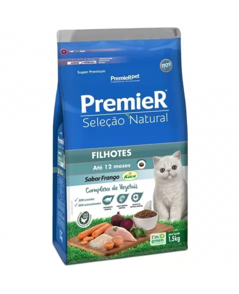 Ração Premier Seleção Natural Gatos Filhotes Frango 1,5kg