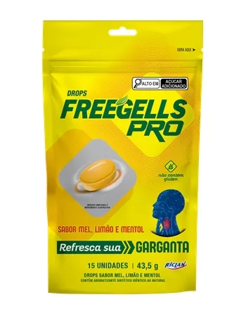 Bala Riclan Freegells Pro Mel e Limão Pouch 12x15Un