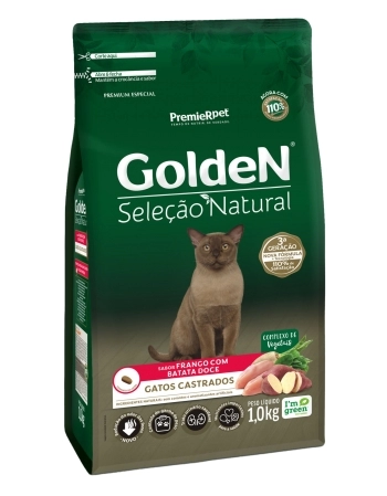 Ração Golden Seleção Natural Batata Doce para Gatos Adultos Castrados 1kg