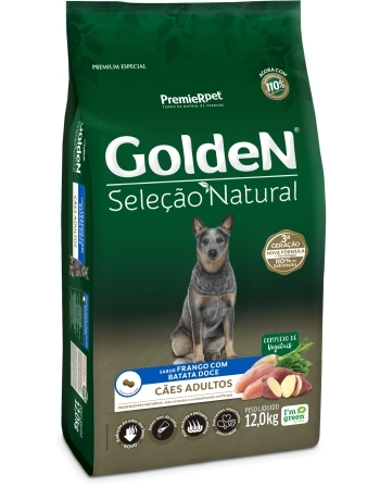 Ração Golden Seleção Natural Frango com Batata Doce para Cães Adultos 12kg