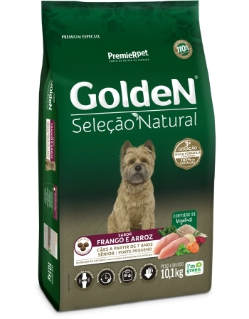 Ração Golden Seleção Natural para Cães Adultos Sênior Porte Pequeno 10,1kg