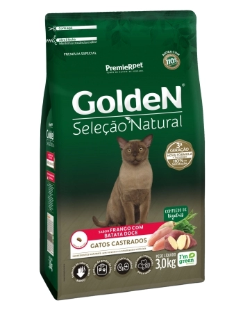 Ração Golden Seleção Natural Batata Doce para Gatos Adultos Castrados 3kg