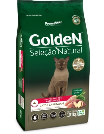 Ração Golden Seleção Natural Batata Doce para Gatos Adultos Castrados 10,1kg