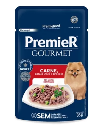 Ração Úmida Premier Gourmet Cães Adulto Pequeno Porte Carne 85G (20 Unidades)