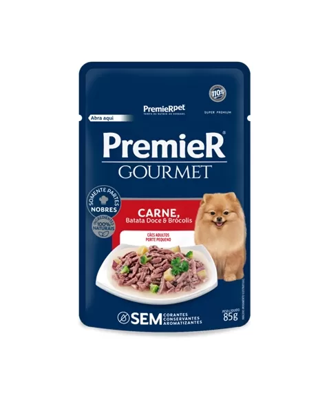 Ração Úmida Premier Gourmet Cães Adulto Pequeno Porte Carne 85G (20 Unidades)