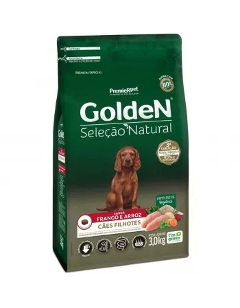 Ração Golden Seleção Natural Cães Filhotes Frango & Arroz 3kg