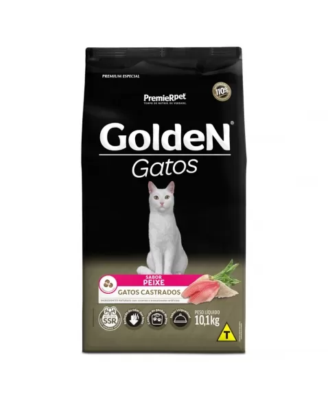 Ração Golden Gatos Adulto Castrado Peixe 10,1KG