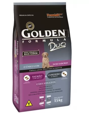 Ração Golden Fórmula Cães Adultos Duo Salmão/Cordeiro 15 KG