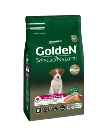 Ração Golden Seleção Natural para Cães Filhotes de Porte Pequeno Frango e Arroz 1kg