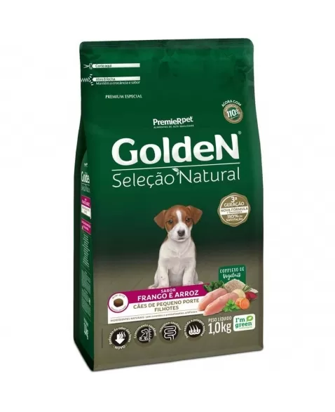 Ração Golden Seleção Natural Cães Filhotes Porte Pequeno Frango & Arroz 1kg