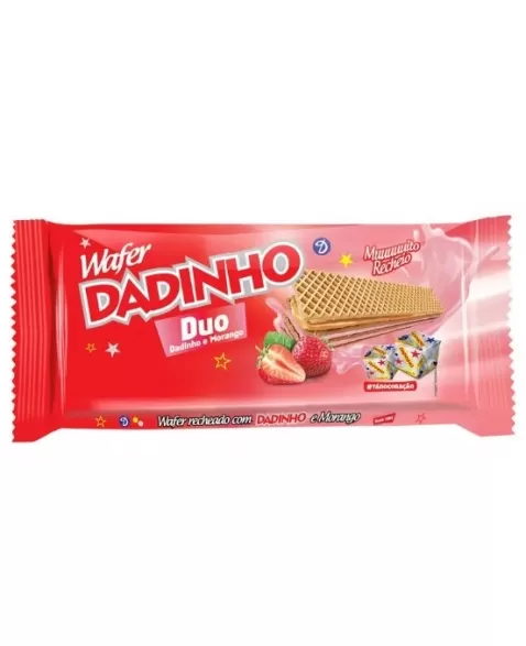 Biscoito Dadinho Wafer Duo Morango 50X90G