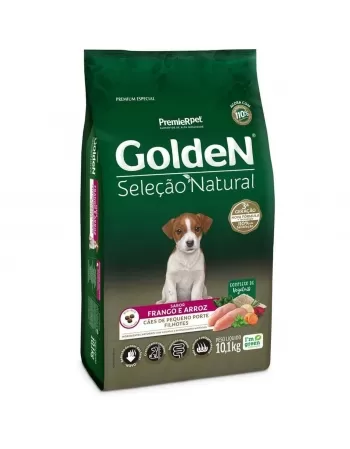 Ração Golden Seleção Natural Cães Filhotes Porte Pequeno Frango & Arroz 10,1kg