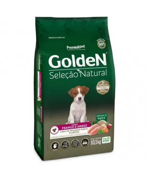 Ração Golden Seleção Natural Cães Filhotes Porte Pequeno Frango & Arroz 10,1kg