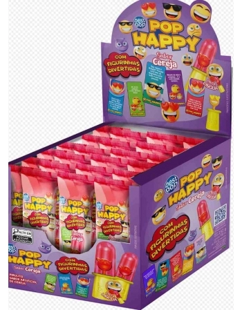 Pirulito Best Pop Happy Cereja 14g Display com 18 Unidades