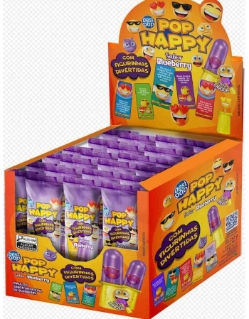 Pirulito Best Pop Happy Blueberry 14g Display com 18 Unidades
