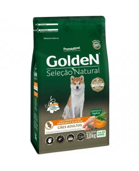 Ração Golden Seleção Natural Cães Adultos Abóbora 3kg