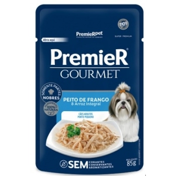 Ração Úmida Premier Gourmet para Cães Adultos de Pequeno Porte Sabor Frango 85g - Caixa com 20 unidades