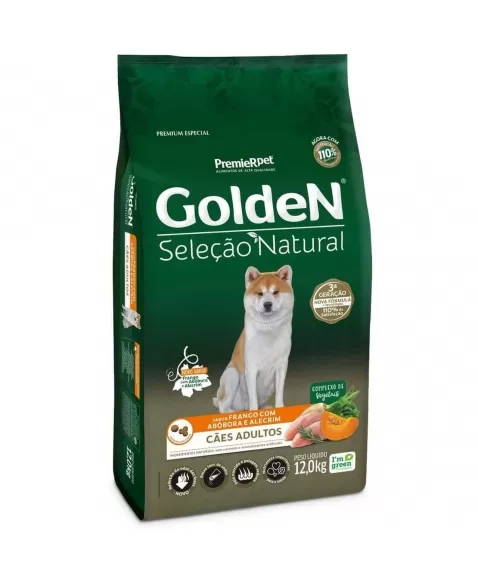 Ração Golden Seleção Natural Cães Adultos Abóbora 12kg