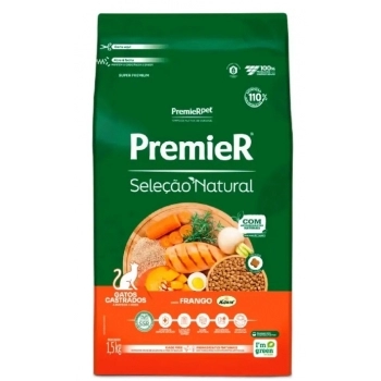 Ração Premier Seleção Natural para Gatos Adultos Castrados Sabor Frango 1,5kg
