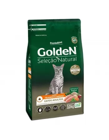 Ração Golden Seleção Natural Gatos Adultos Frango & Arroz 3kg