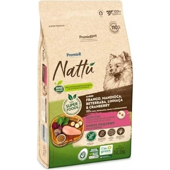 Ração Premier Nattu para Cães Adultos de Porte Pequeno Sabor Mandioca 1kg