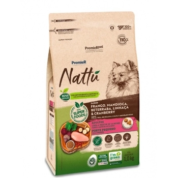 Ração Premier Nattu para Cães Adultos de Pequeno Porte com Mandioca 10,1kg