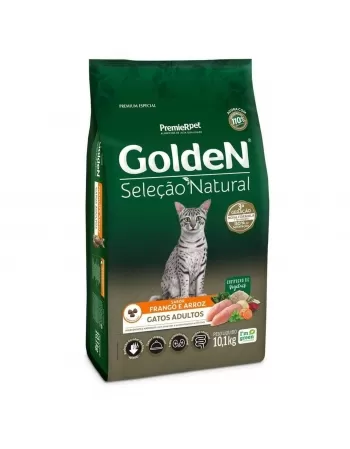 Ração Golden Seleção Natural Gatos Adultos Frango & Arroz 10,1kg