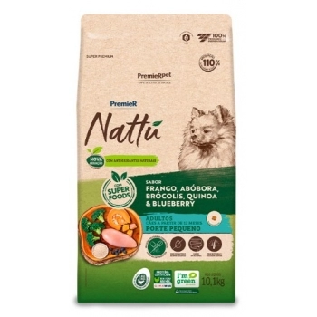 Ração Premier Nattu para Cães Adultos de Porte Pequeno Frango com Abóbora 10,1kg