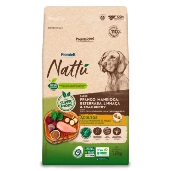 Ração Premier Nattu Cães Adultos Mandioquinha 12kg